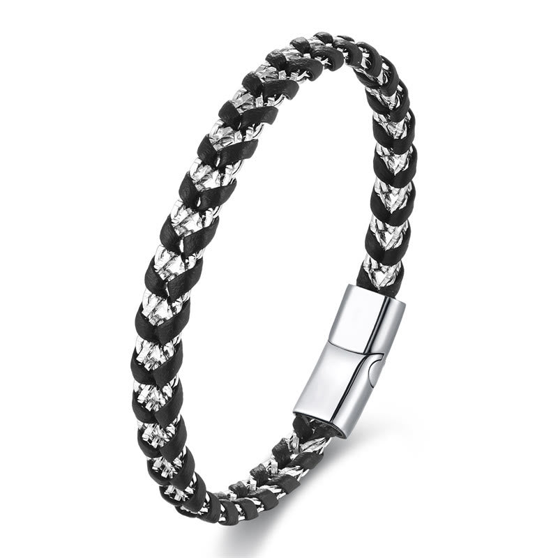 Titanium Steel Multi-Layer Leather Spiritual Bracelet for Calm