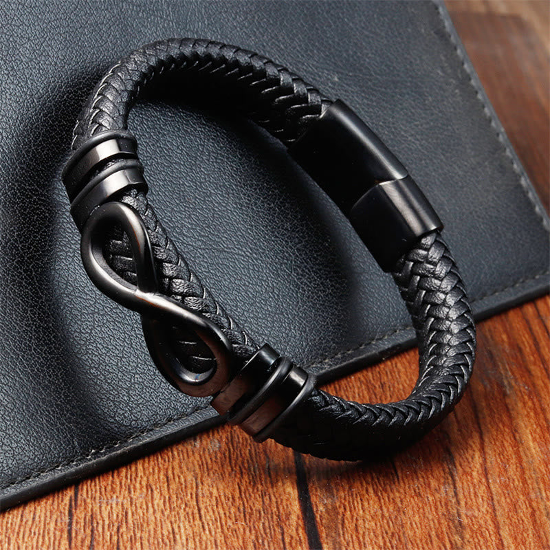 Titanium Steel Strengthen Spiritual Bracelet with Leather Buckle