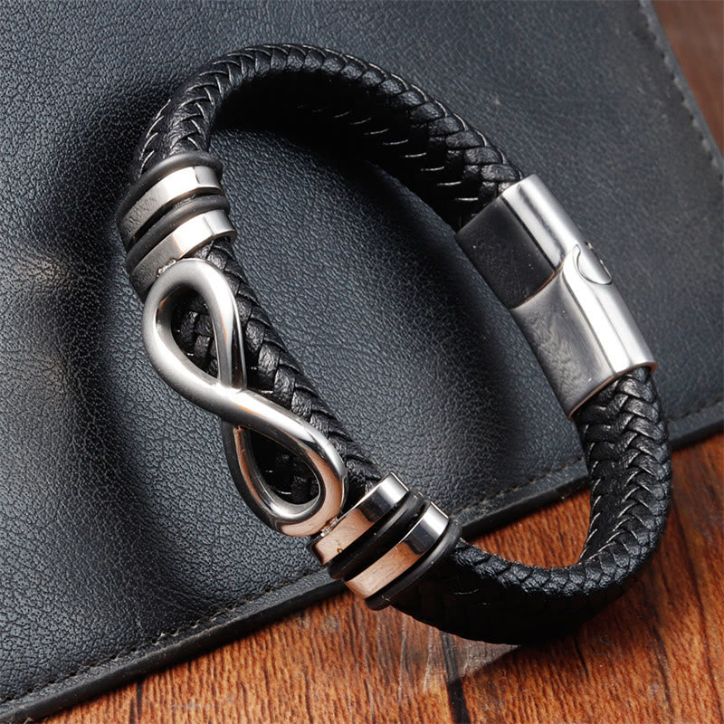 Titanium Steel Strengthen Spiritual Bracelet with Leather Buckle