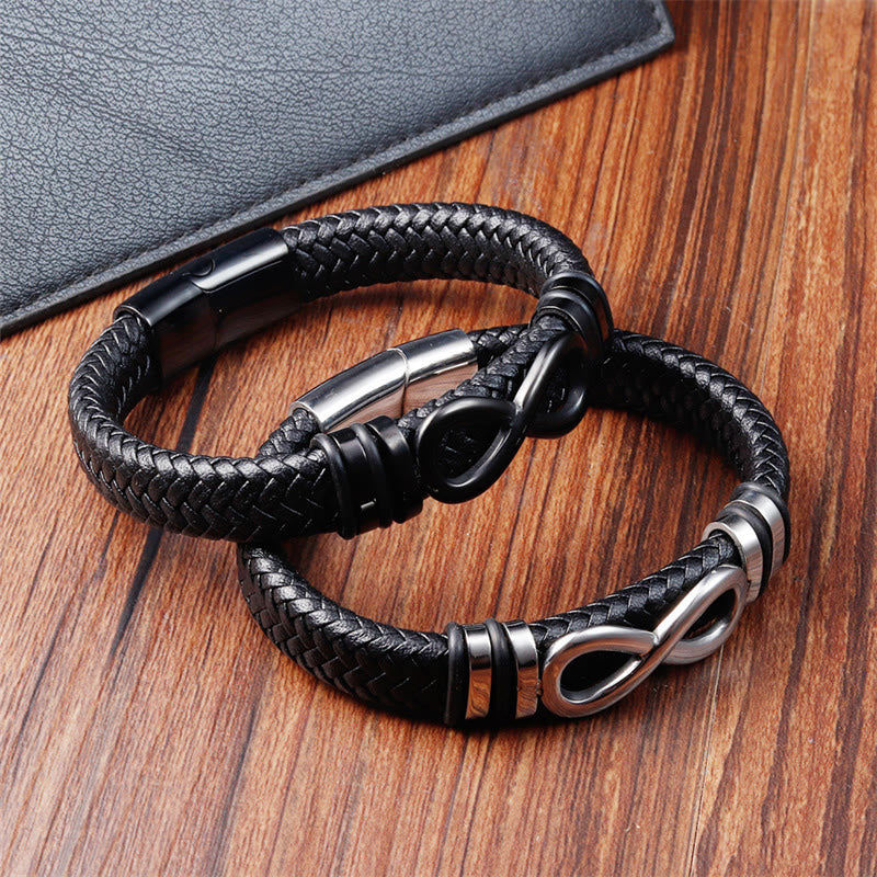 Titanium Steel Strengthen Spiritual Bracelet with Leather Buckle
