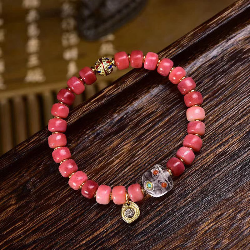 Unisex Camel Bone Red Agate Luck Bracelet Tibetan
