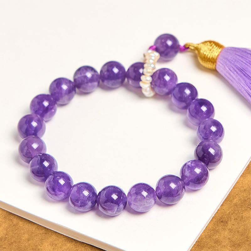Amethyst-Armband zur Meditation mit Perlenquasten