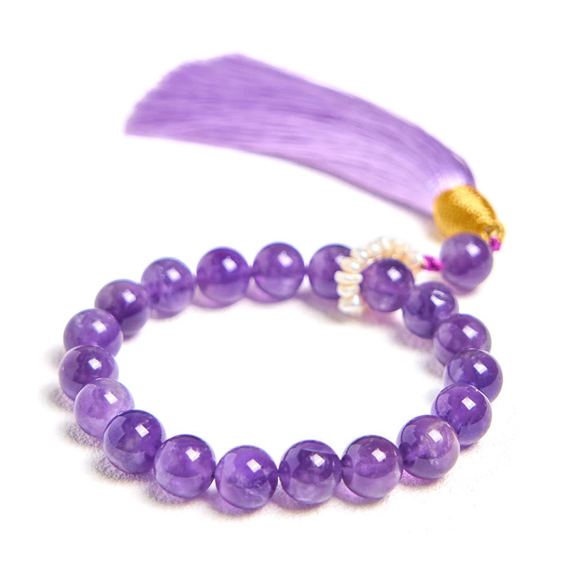 Amethyst-Armband zur Meditation mit Perlenquasten