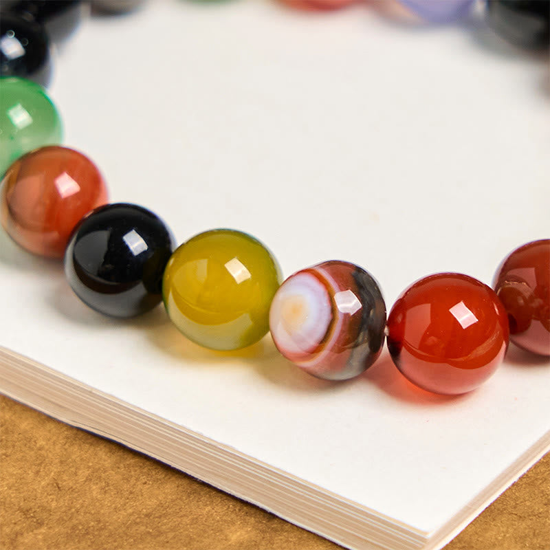 8 mm Chalcedon-Achat-Harmoniearmband für positive Energie
