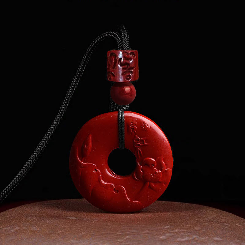 Cinnabar Lotus Peace Buckle Necklace for Meditation & Blessing