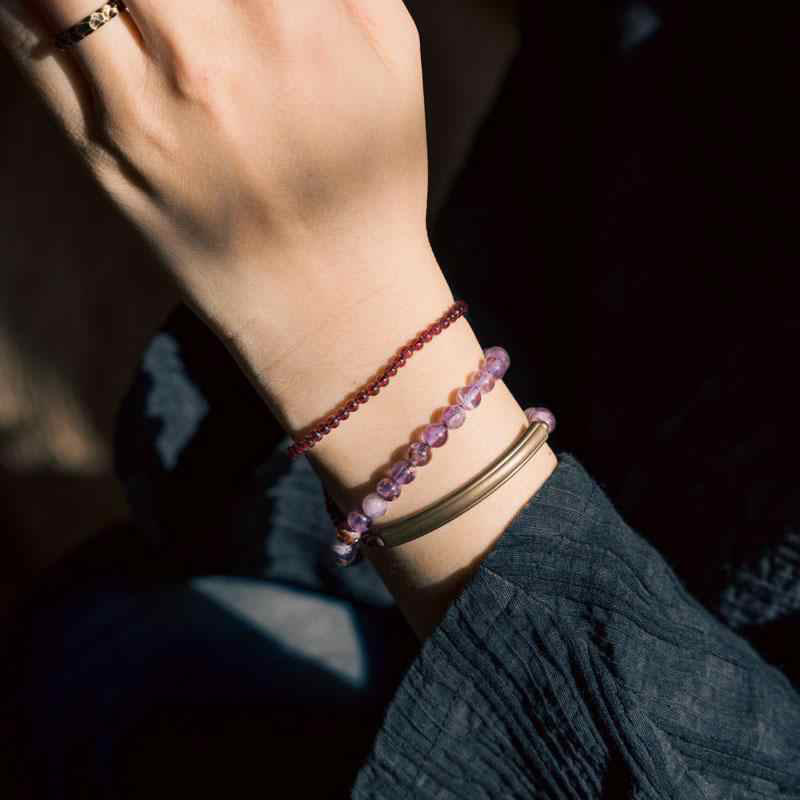 6 mm Amethyst &amp; 4 mm Granat Balance Armband Unisex