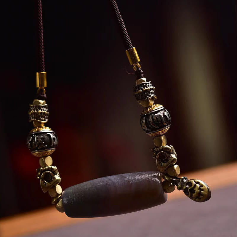 Om Mani Padme Hum Dzi Bead Protection Necklace 50cm
