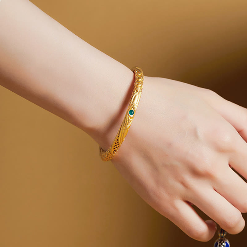 Sterling Silver Golden Flower Blessing Bracelet 57mm