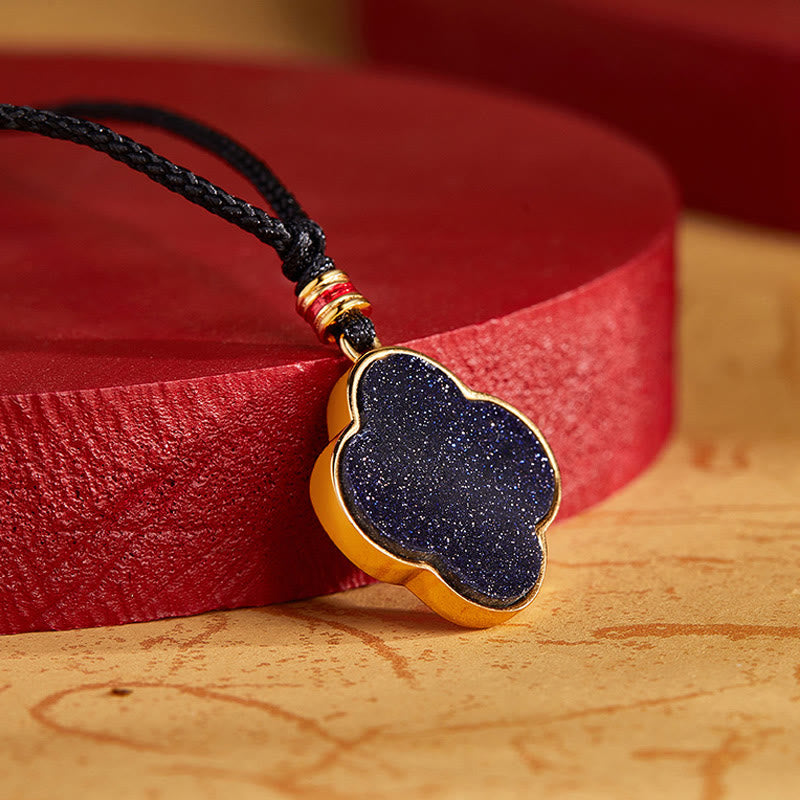 925 Sterling Silber Pflaumenblüte Katze Vierblättriges Kleeblatt Segen Halskette