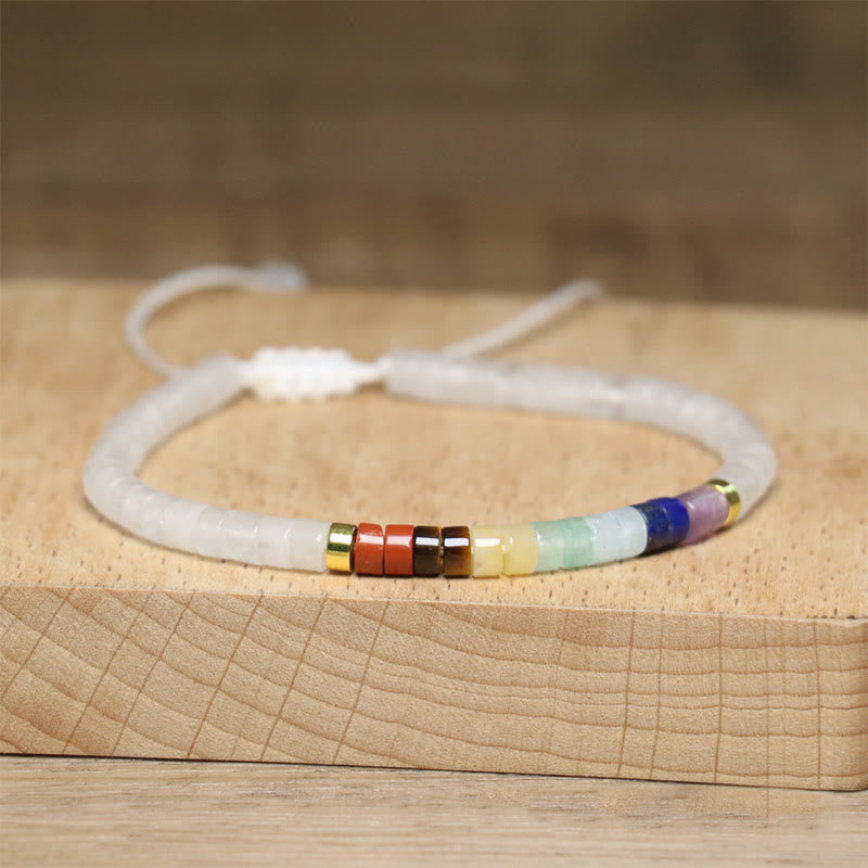 Klarheitsarmband aus weißem Kristall und schwarzem Onyx, 17–25 cm