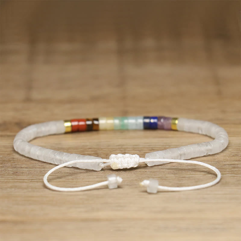 Klarheitsarmband aus weißem Kristall und schwarzem Onyx, 17–25 cm