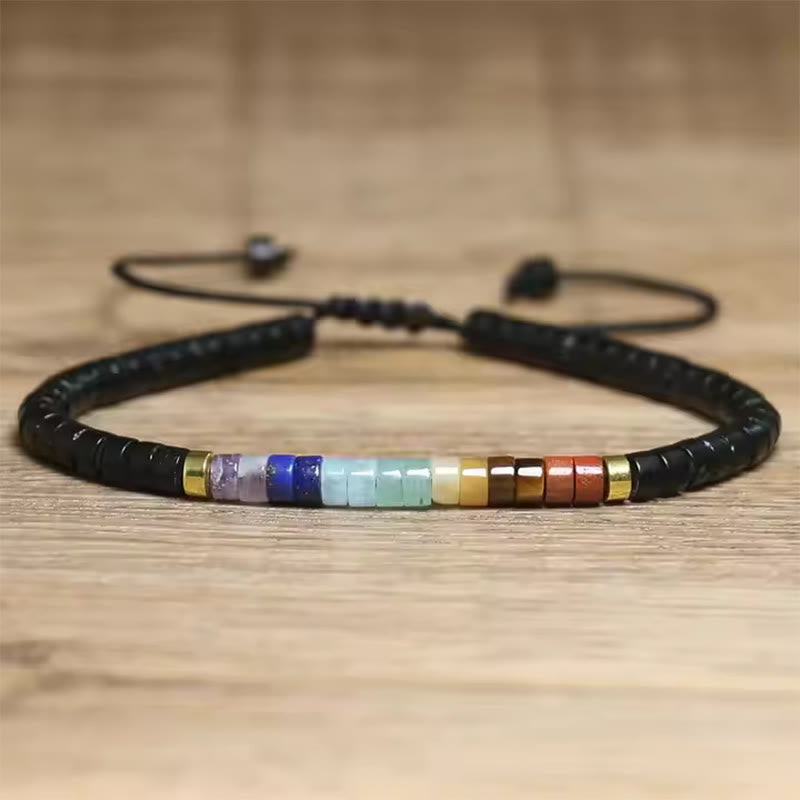 Klarheitsarmband aus weißem Kristall und schwarzem Onyx, 17–25 cm