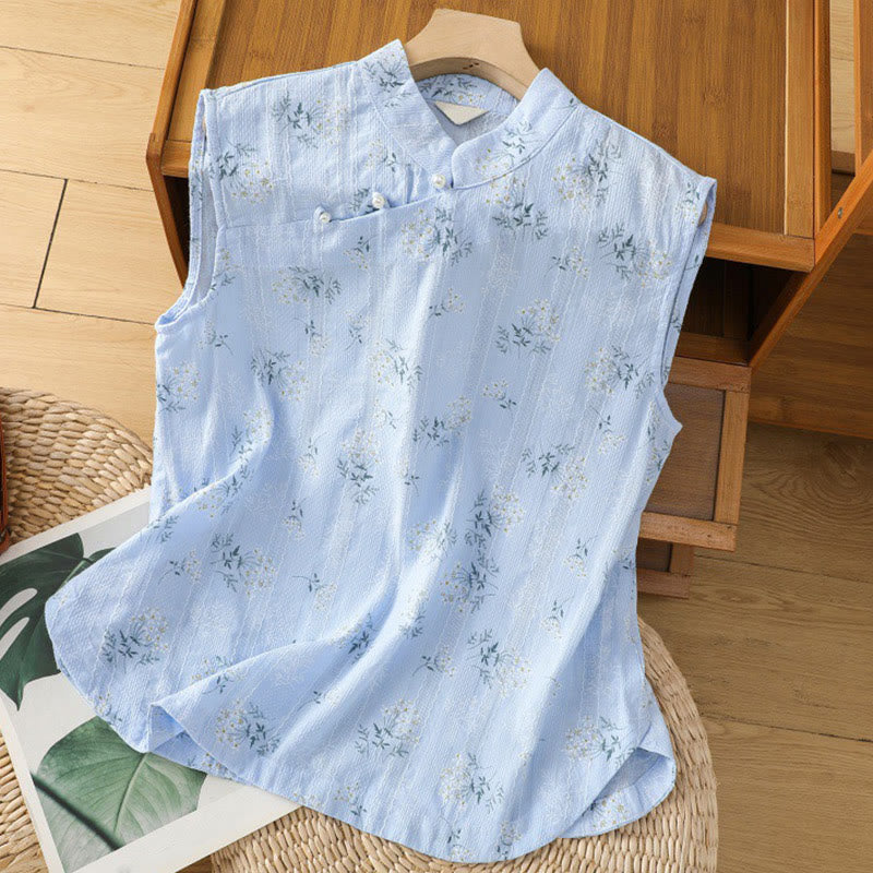Women's Spiritual Cotton Vest with Chinese Frog-Button