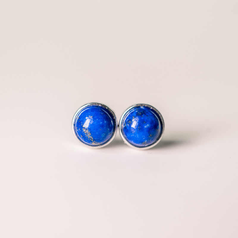 7mm Lazurite Sterling Silver Earrings for Spiritual Balance