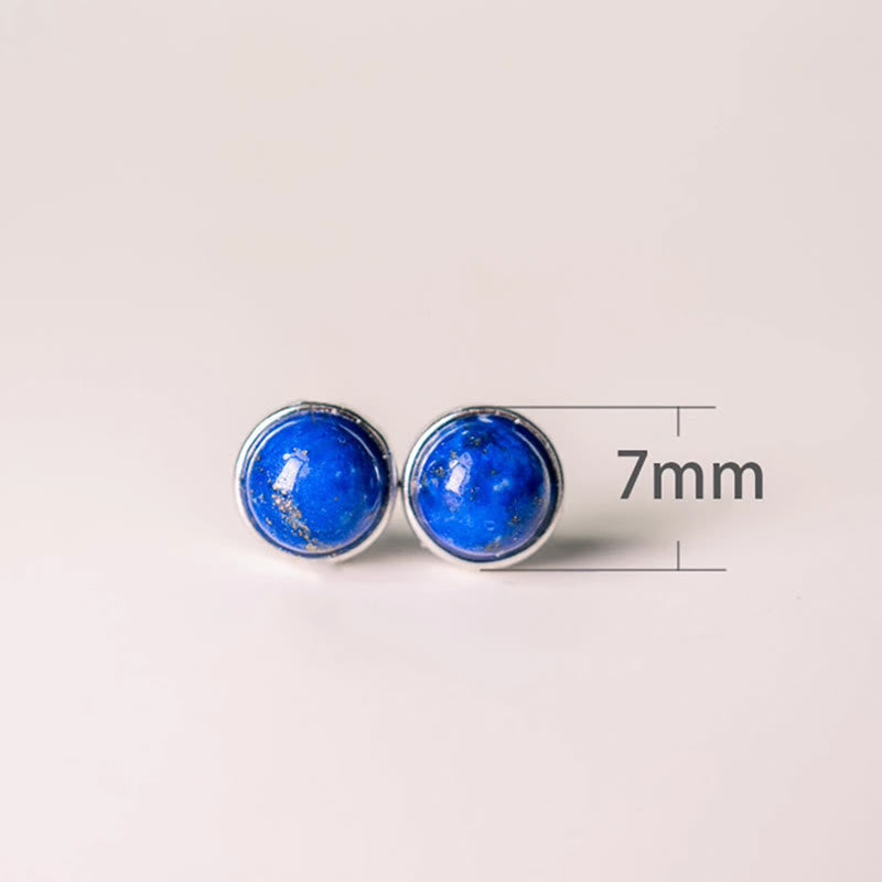 7mm Lazurite Sterling Silver Earrings for Spiritual Balance
