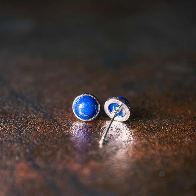 7mm Lazurite Sterling Silver Earrings for Spiritual Balance