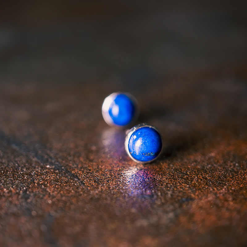 7mm Lazurite Sterling Silver Earrings for Spiritual Balance