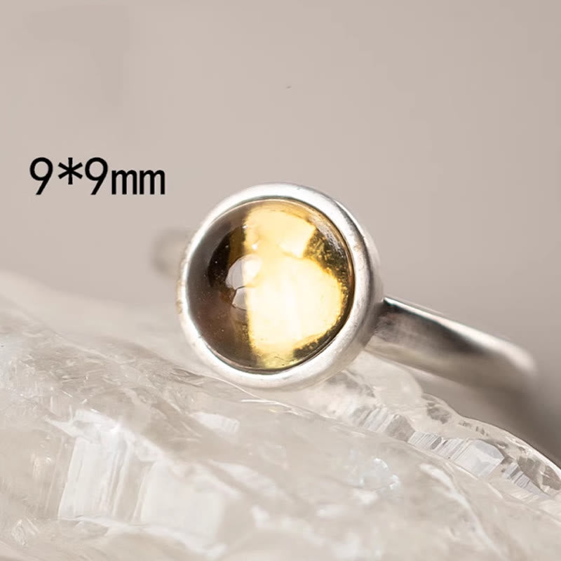 925 Sterling Silver Citrine Adjustable Happiness Ring