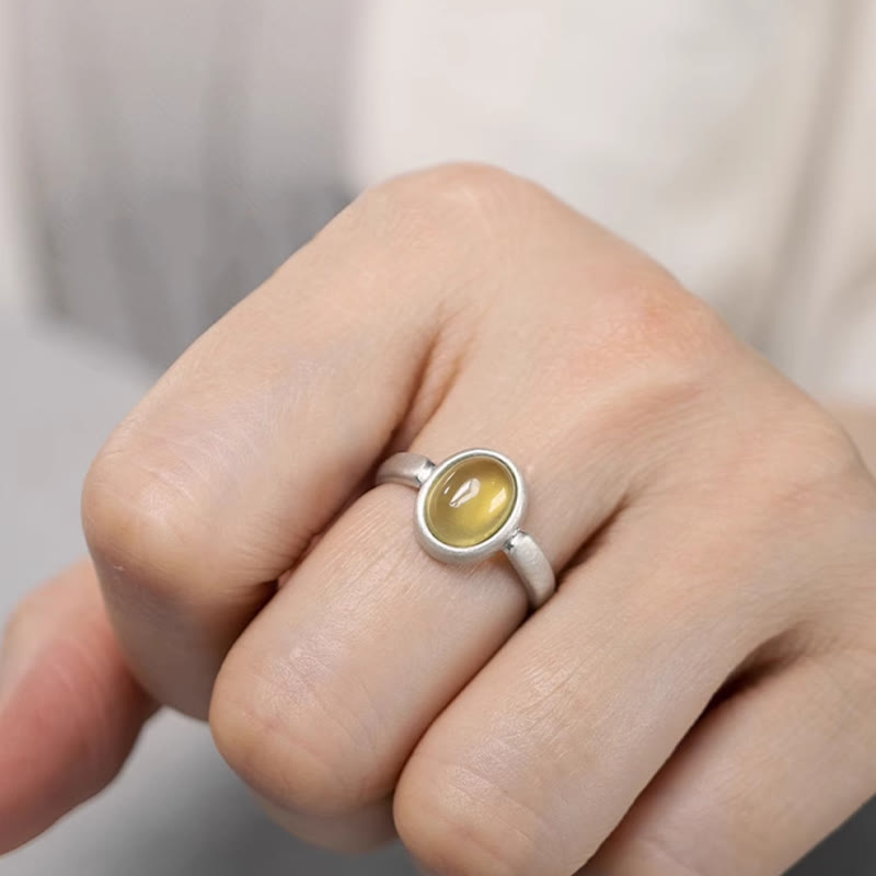 925 Sterling Silver Citrine Adjustable Happiness Ring