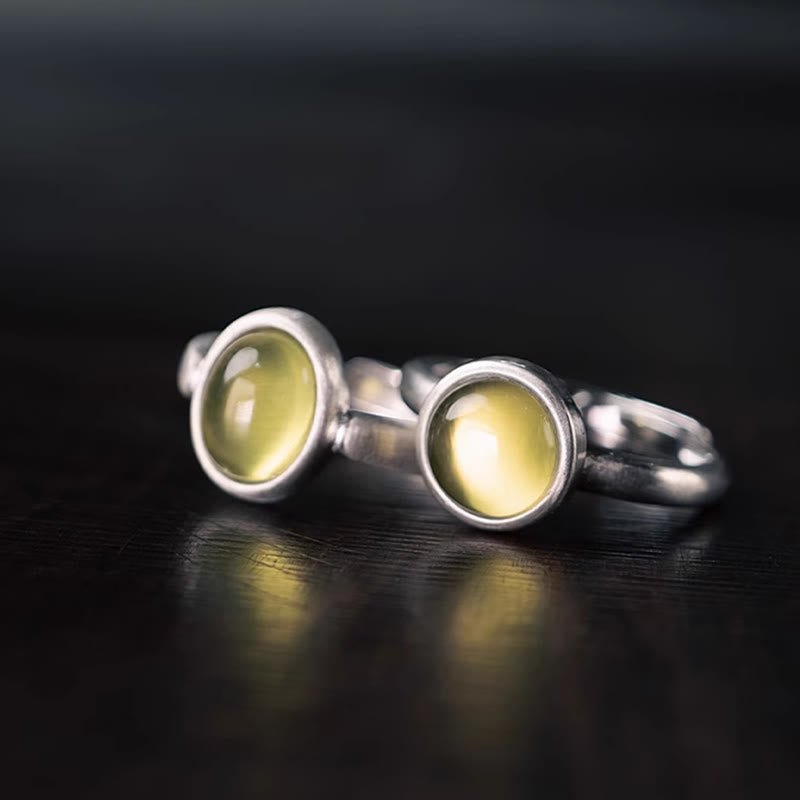 925 Sterling Silver Citrine Adjustable Happiness Ring