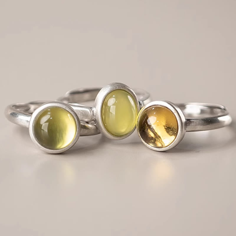 925 Sterling Silver Citrine Adjustable Happiness Ring