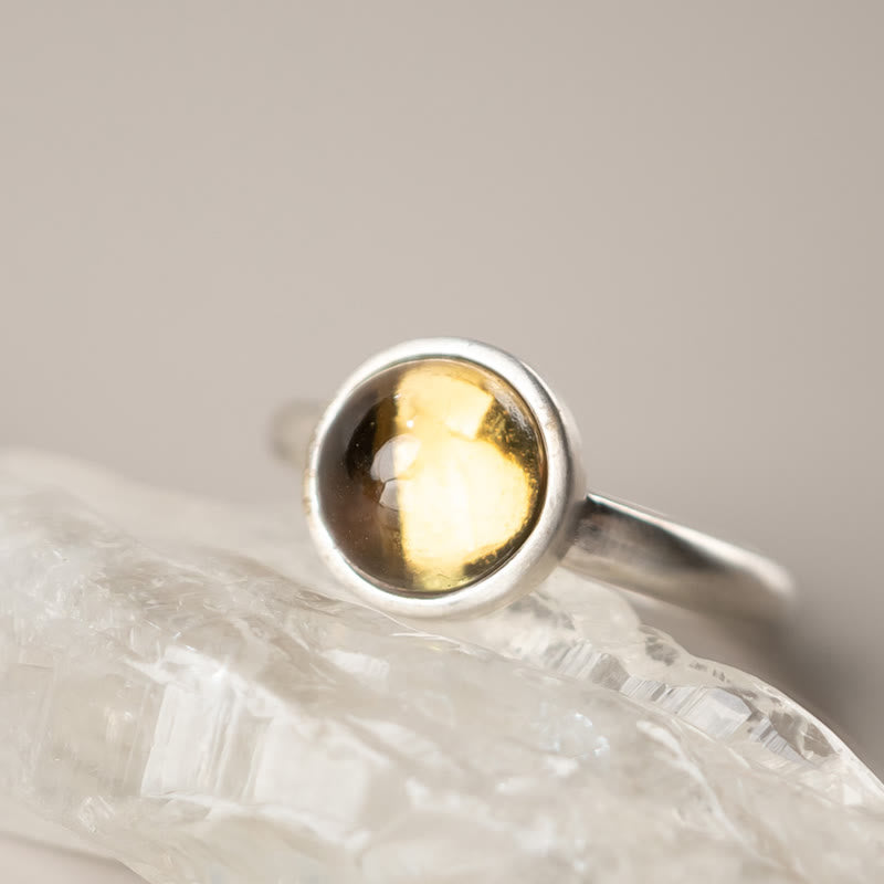 925 Sterling Silver Citrine Adjustable Happiness Ring