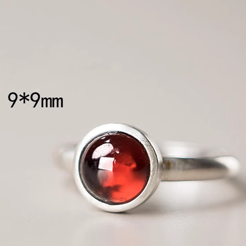 925 Sterling Silver Garnet Ring for Calm Protection