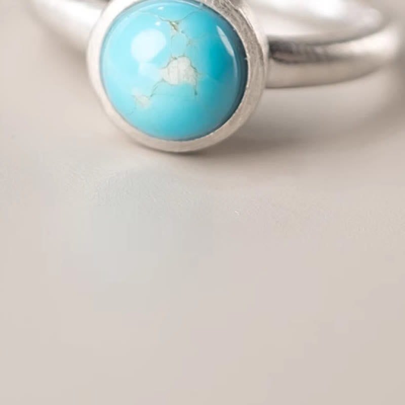 925 Sterling Silver Turquoise Lazurite Balance Ring 9mm