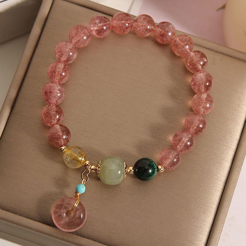8mm Strawberry Quartz Peace Buckle Spiritual Bracelet