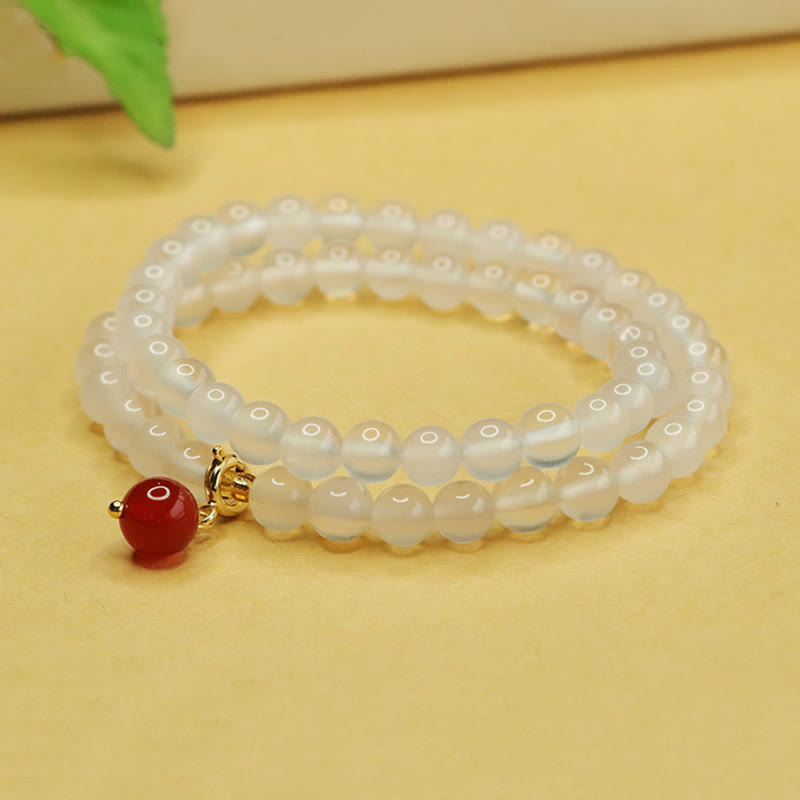 Chalcedon-Rotachat-Harmoniearmband für Damen, 6 mm und 8 mm