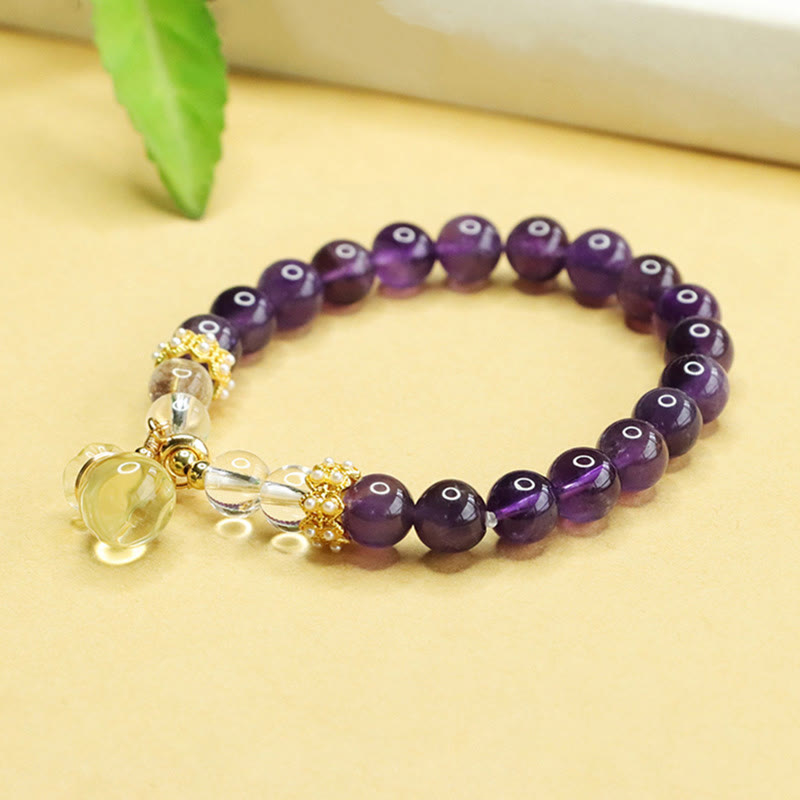 Amethyst-Geldbeutel-Balance-Armband für Damen, 8 mm Perlen