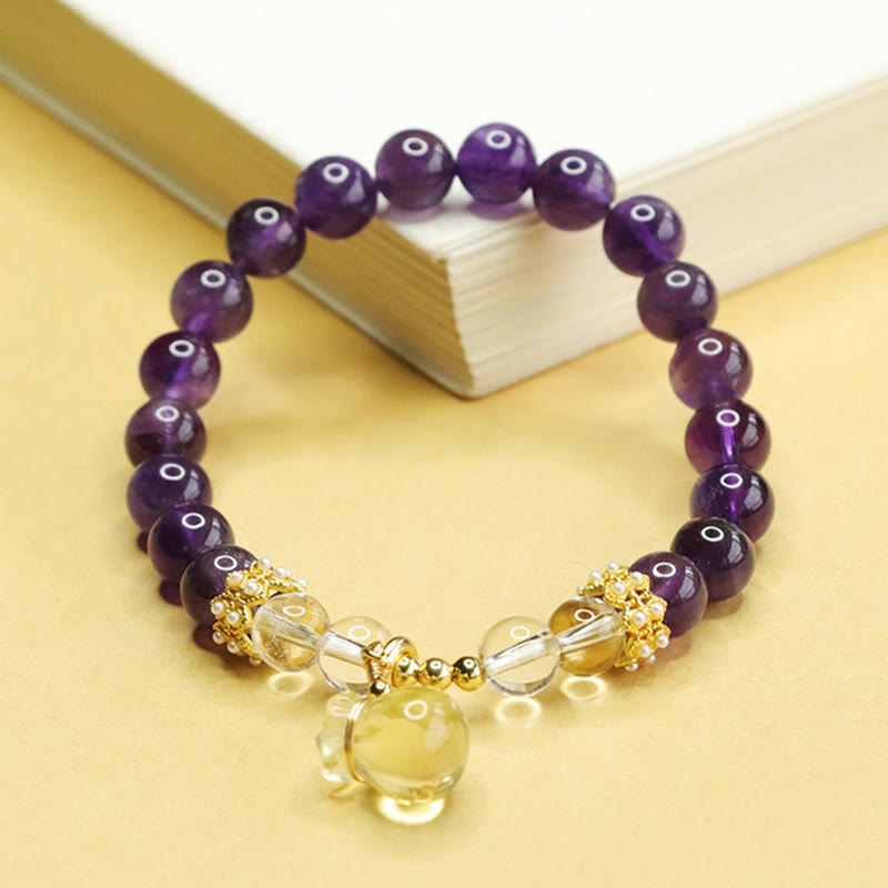 Amethyst-Geldbeutel-Balance-Armband für Damen, 8 mm Perlen