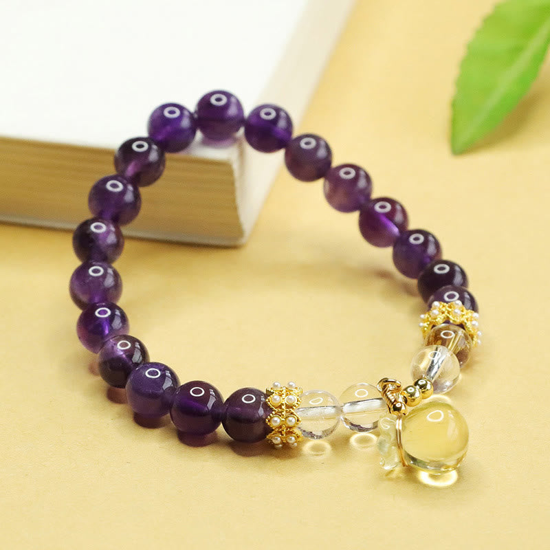 Amethyst-Geldbeutel-Balance-Armband für Damen, 8 mm Perlen