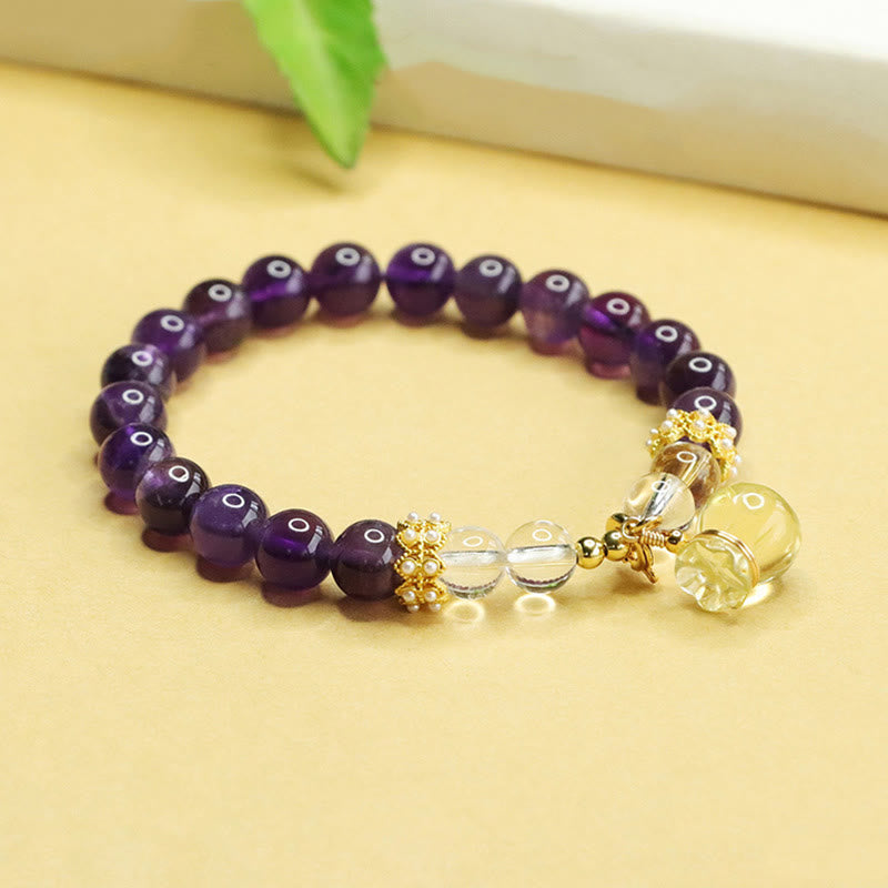 Amethyst-Geldbeutel-Balance-Armband für Damen, 8 mm Perlen