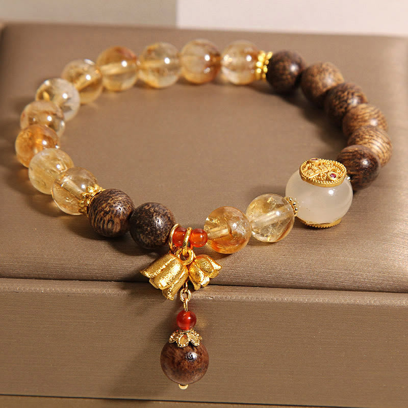 8mm Citrine Protection Bracelet with Agarwood Balance | Healing Sounds