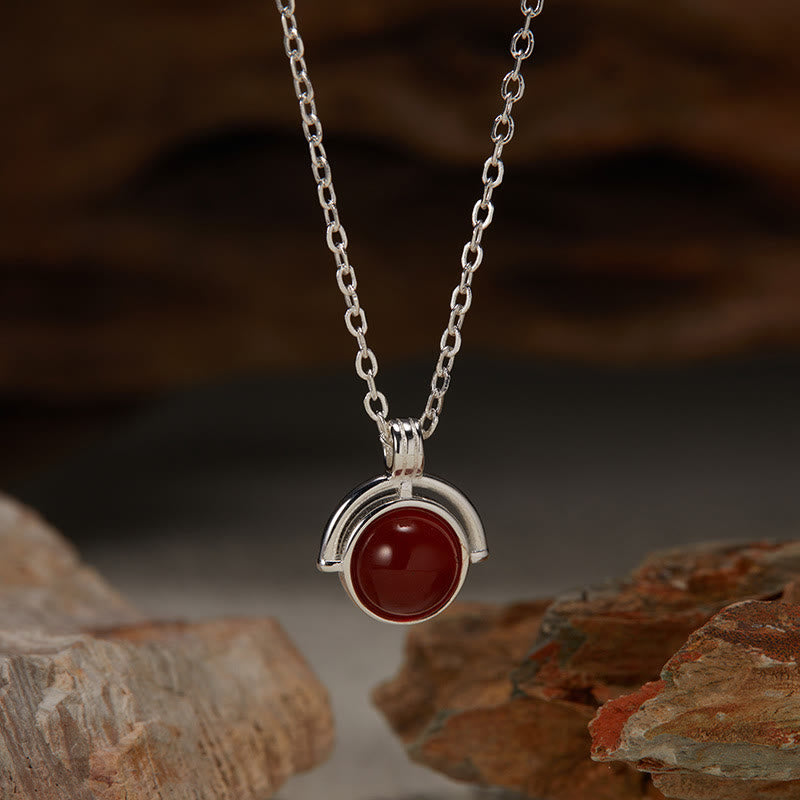 925 Sterling Silber Achat Halskette mit Vertrauensanhänger