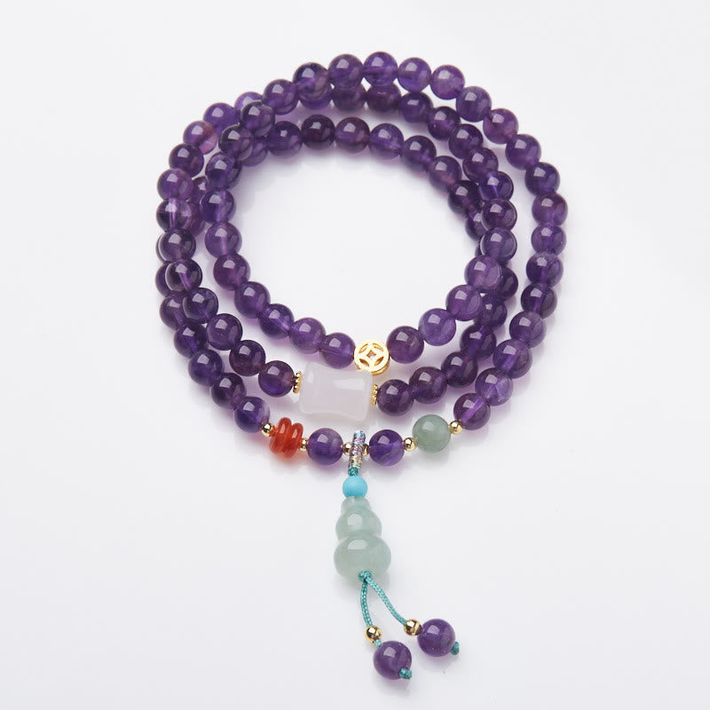 Mehrschichtiges Balance-Armband mit Amethystperlen für Damen