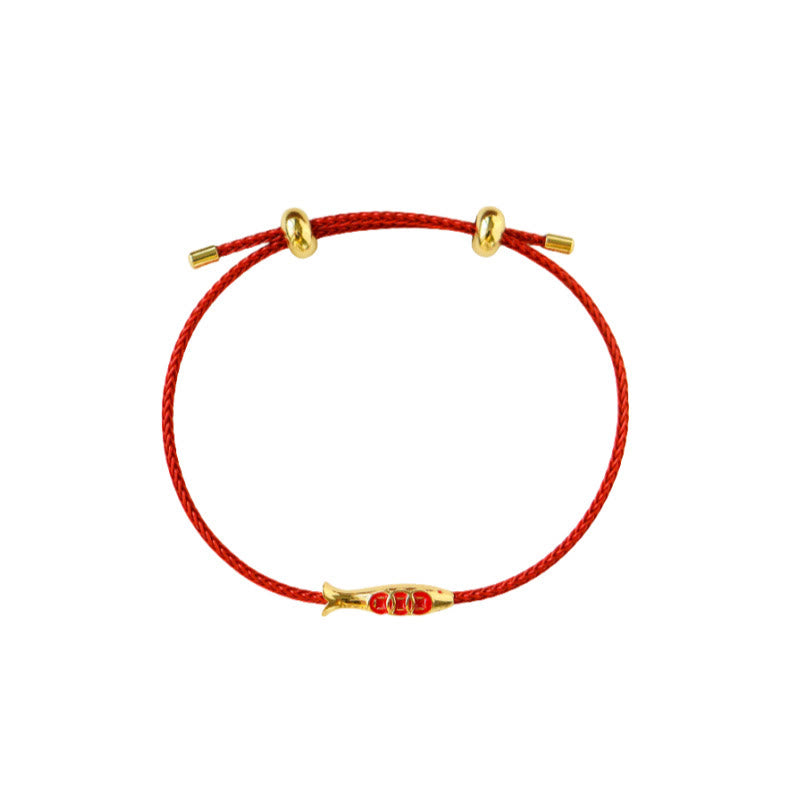 Koi Fish Red String Wealth Bracelet | Copper & Brass Luck Charm