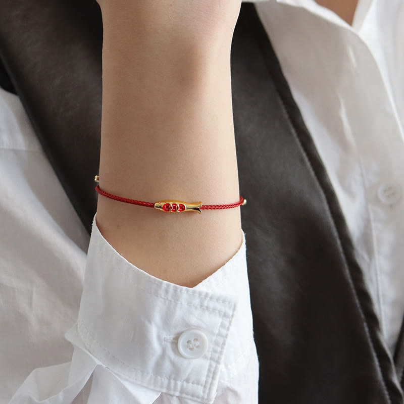 Koi Fish Red String Wealth Bracelet | Copper & Brass Luck Charm