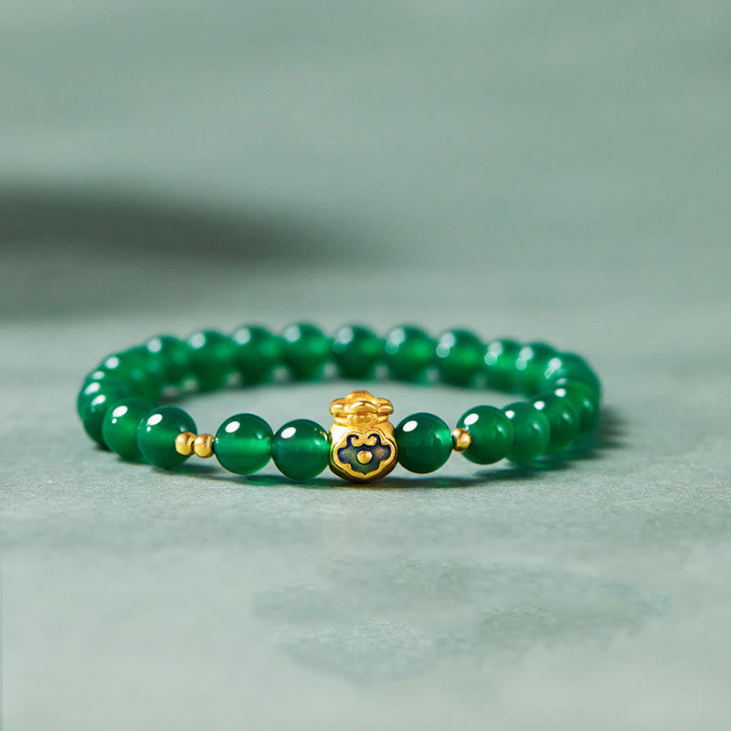 Green Chalcedony Agate Bracelet for Strength and Calm
