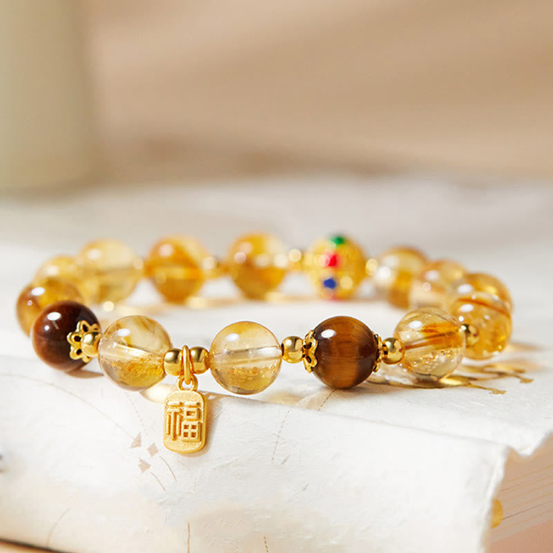 Citrine Tiger Eye Protection Bracelet 8mm