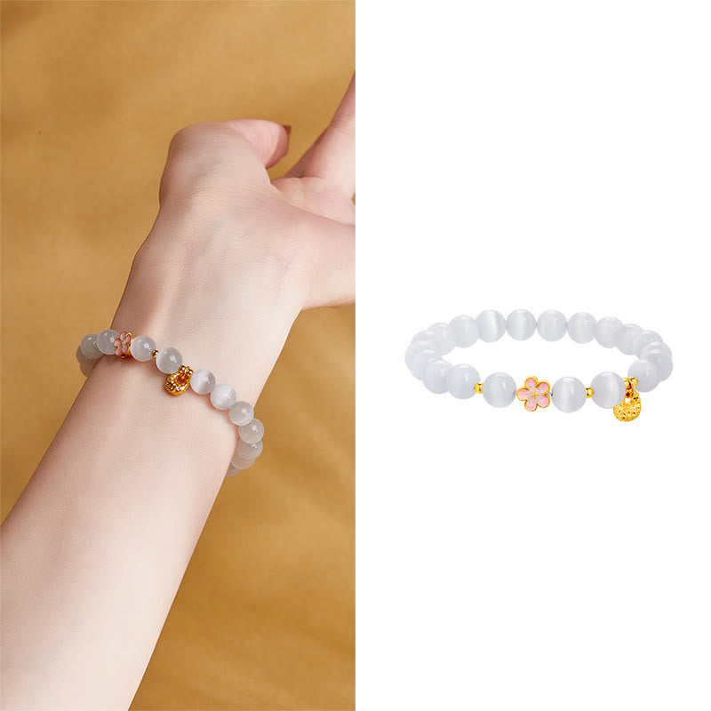 925 Sterling Silver White Cat's Eye Spiritual Bracelet