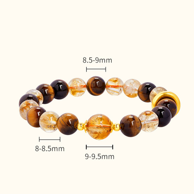 8mm Citrine Tiger Eye Peace Buckle Bracelet for Protection