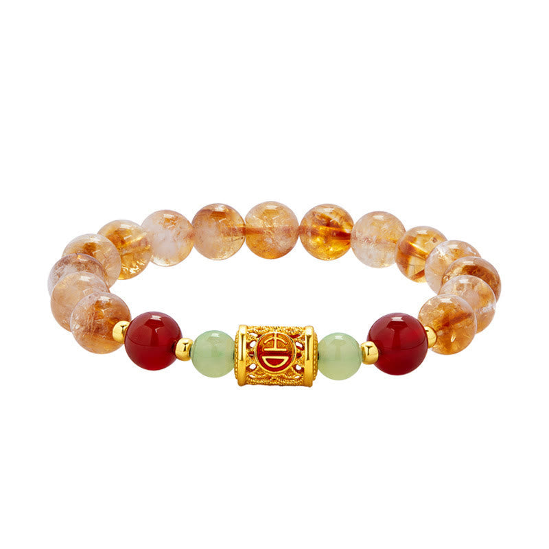 8.5mm Citrine & Sterling Silver Protection Bracelet