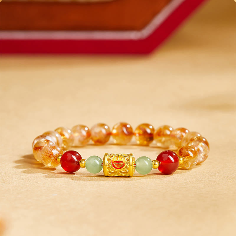 8.5mm Citrine & Sterling Silver Protection Bracelet