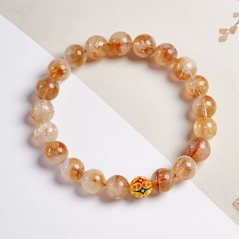 8.5-9mm Citrine Protection Bracelet with 999 Sterling Silver Beads