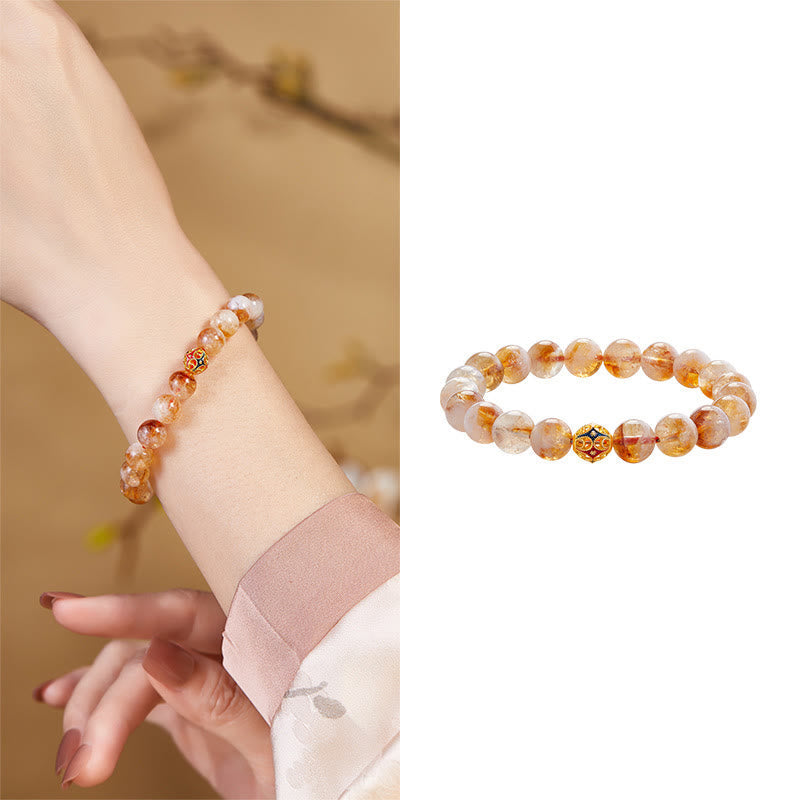 8.5-9mm Citrine Protection Bracelet with 999 Sterling Silver Beads