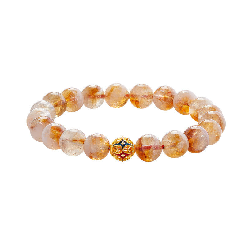 8.5-9mm Citrine Protection Bracelet with 999 Sterling Silver Beads