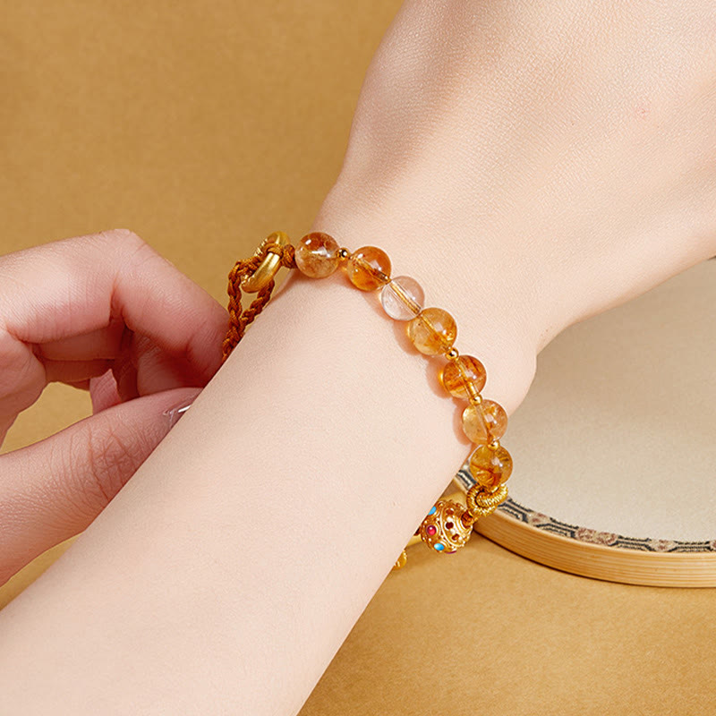 8mm Citrine Bracelet with Peace Buckle for Protection