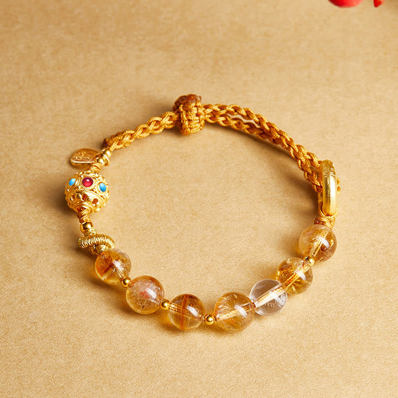8mm Citrine Bracelet with Peace Buckle for Protection